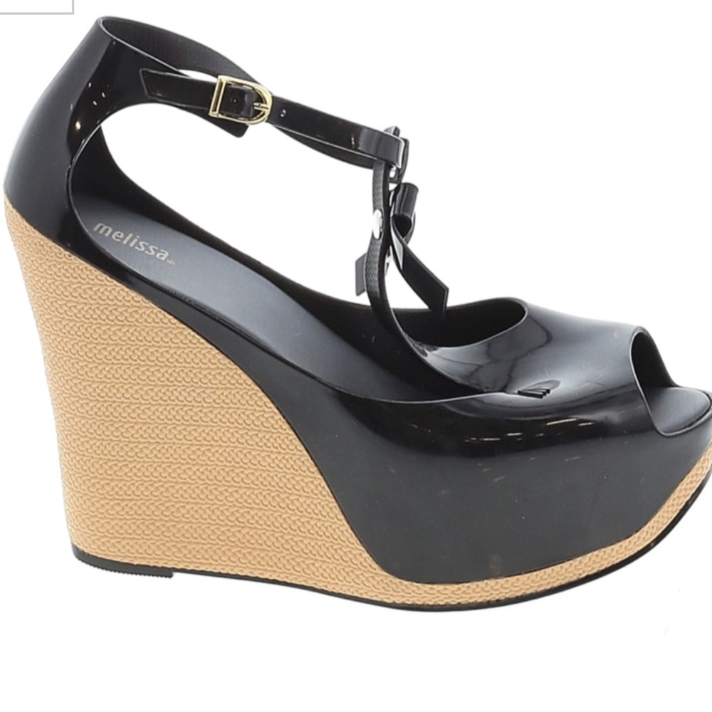 New with box black Melissa wedge heels size 8